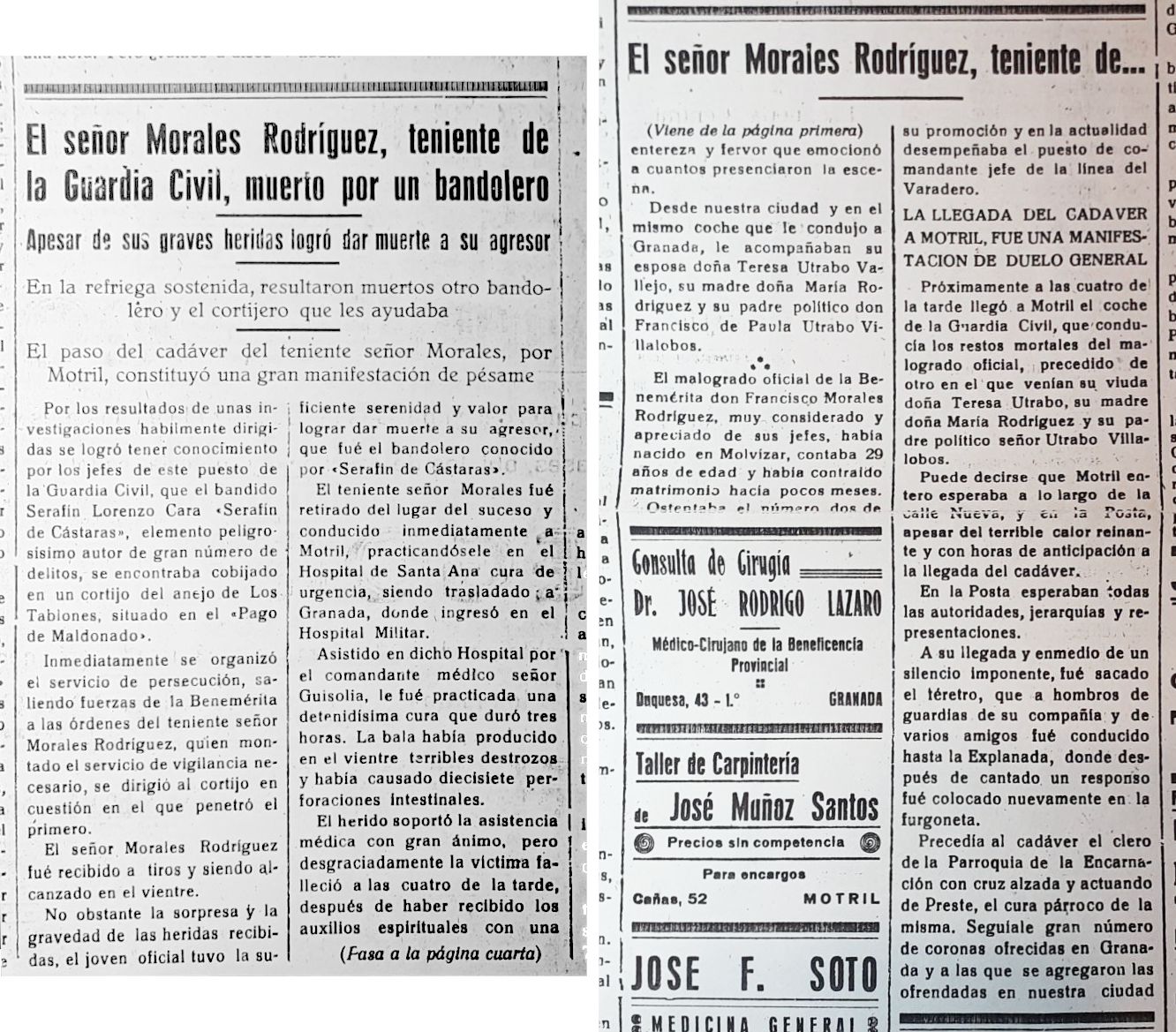 El Faro, 4 de agosto de 1947. Recortes de las páginas 1 y 4.
